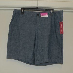 NWT Target Merona Chambray Walking Chino Shorts Bermuda Sz 14 9" Inseam